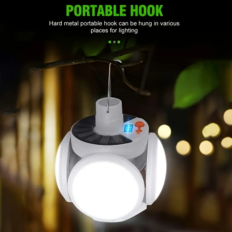 Power Outage Light - ไฟพับพลังงานแสงอาทิตย์ 1 ดวงพร้อมการชาร์จ USB ไฟ LED