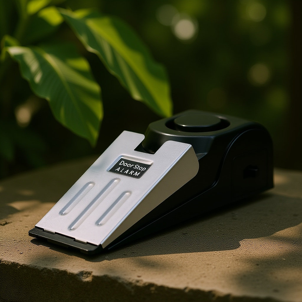 Door Stop Alarm - อุปกรณ์กันขโมยแบบสัญญาณเตือนประตู 120Db ที่กั้นประตูโลหะสำหรับงานหนัก พร้อมปุ่มปรับระดับความไว สำหรับบ้าน สำนักงาน
